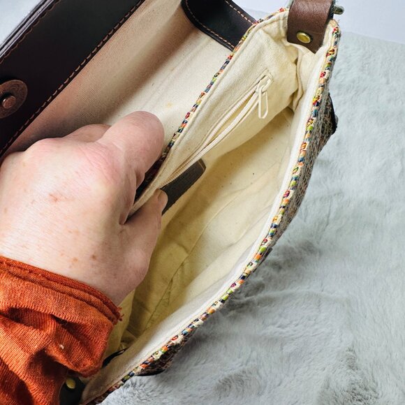 Fossil Purse Woven Straw Leather Shoulder Bag - Picture 9 of 11